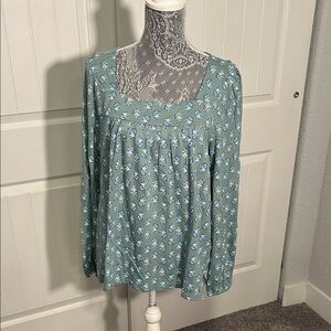 Lucky  Floral Peasant Blouse L